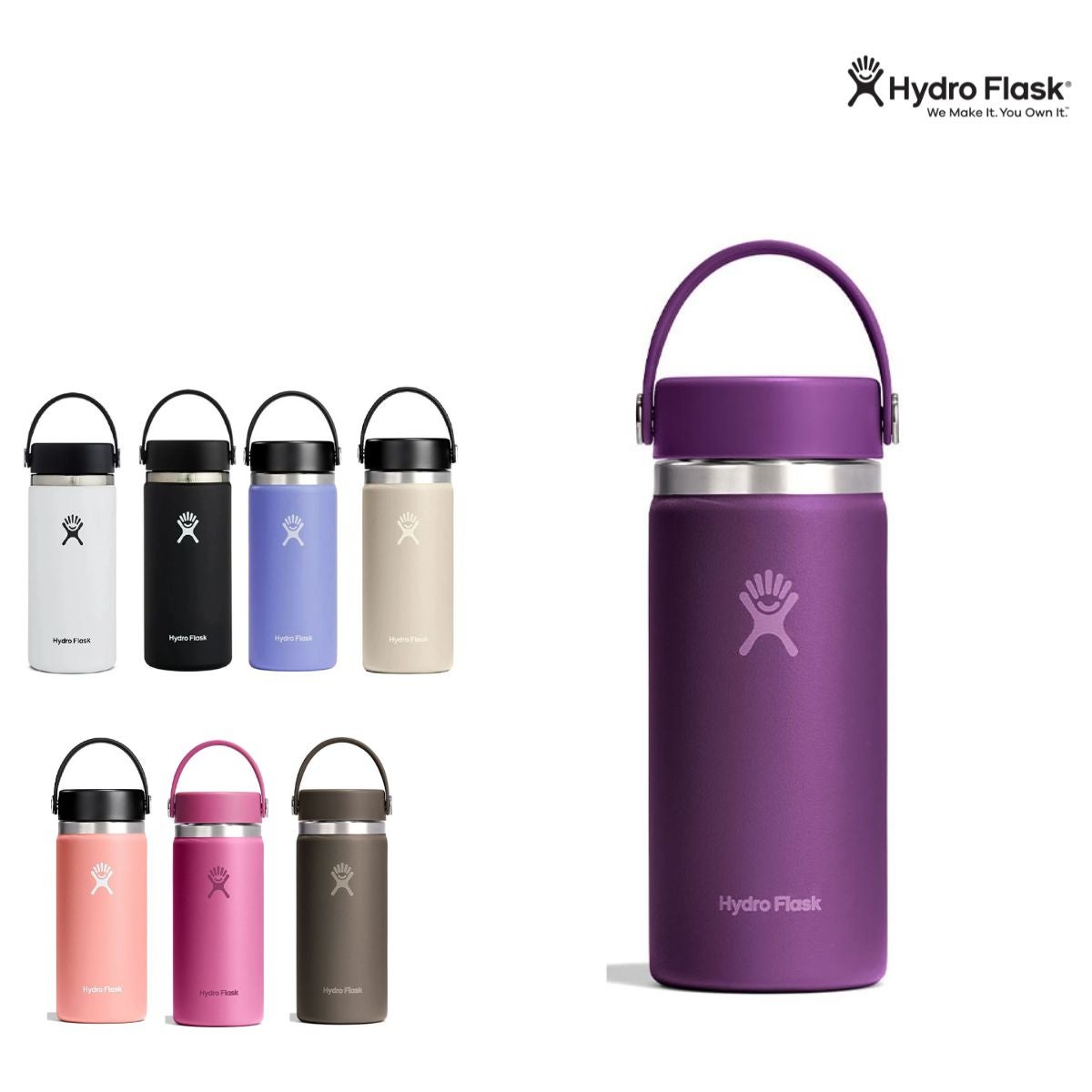 爽健美茶ハイスポーツ　コアドロEVO 23cm　黒/紫　美品 ハイドロフラスク 16オンス ワイドマウス 473m Hydro Flask 16oz Wide