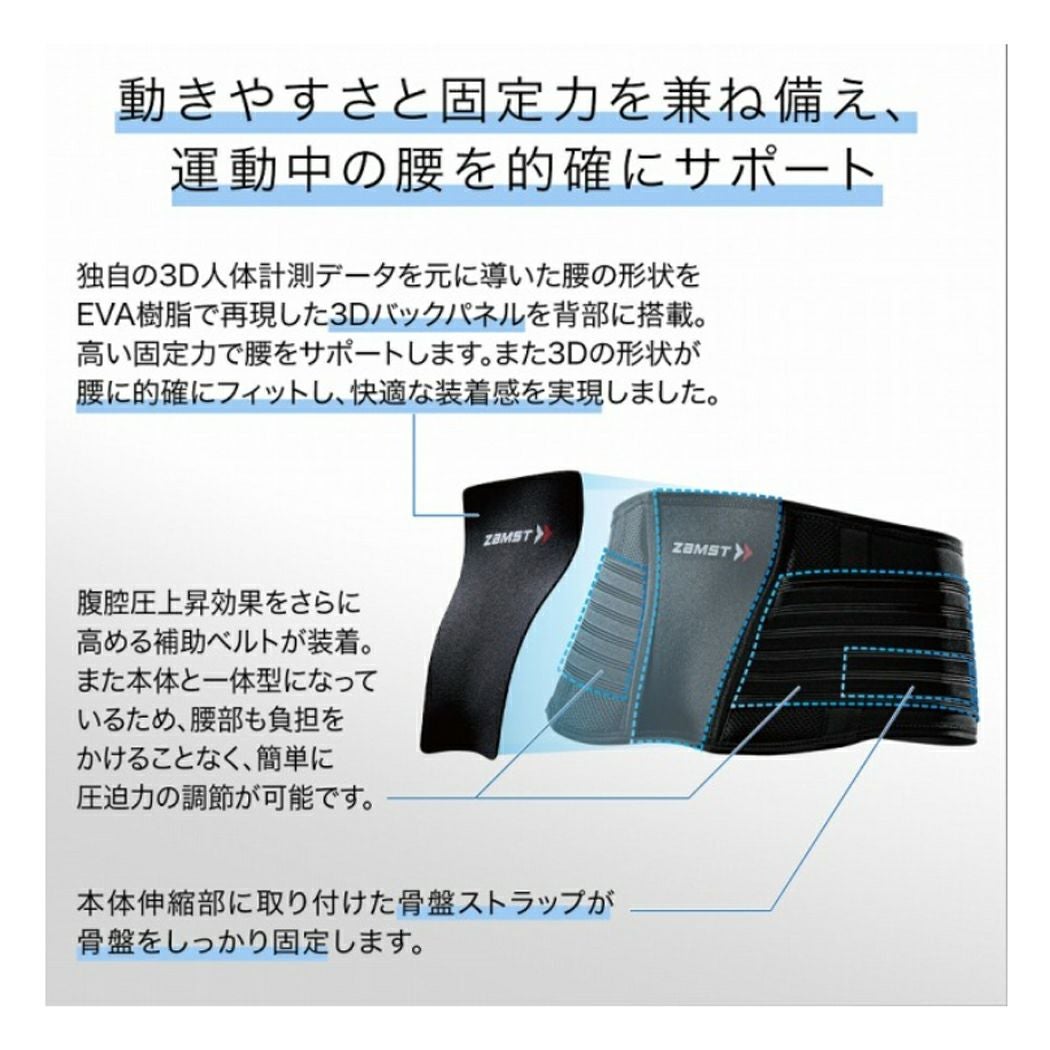 ザムスト 腰用サポーター サポート ミドルサポート ソフト 薄型 腰全体