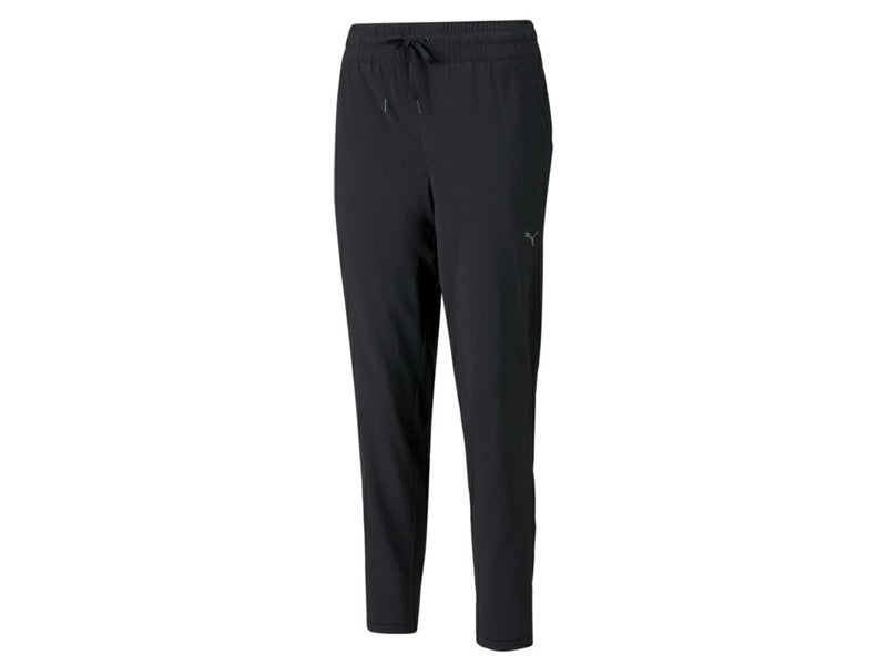 プーマPUMAスタジオテーパードウーブンパンツレディースブラック黒スポーツフィットネスロングパンツ521923-01