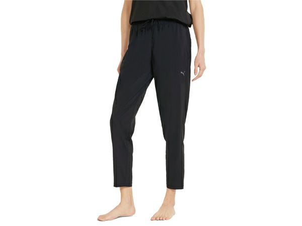 プーマPUMAスタジオテーパードウーブンパンツレディースブラック黒スポーツフィットネスロングパンツ521923-01