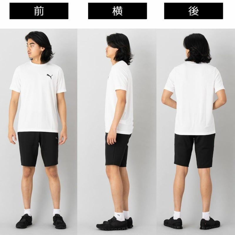 プーマPUMAメンズスポーツウェアランニング上下セットTシャツハーフパンツソックス3点セットランニングトレーニングフィットネスジムマラソンスポーツ上下セットセットアップ半袖ハーフパンツ588866657414