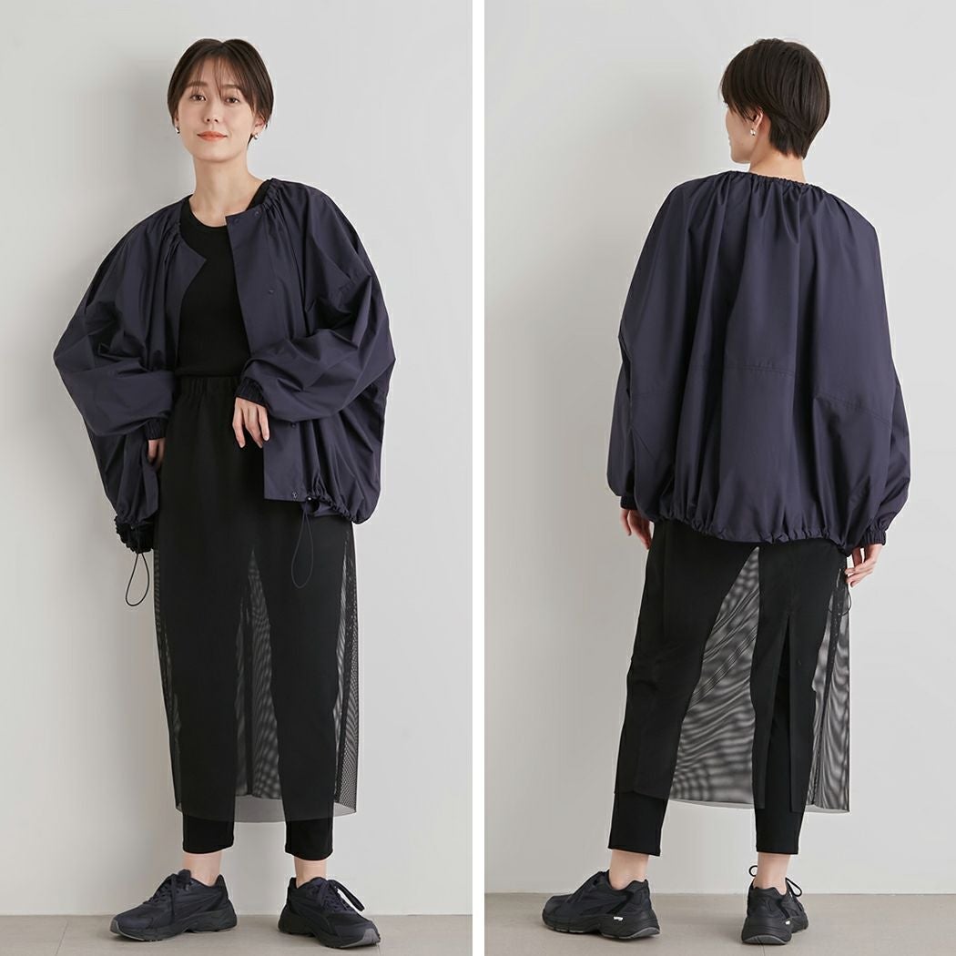 emmi atelier 金子綾 撥水ブルゾン ギャザー ドロスト ネイビー emmi atelier】金子綾撥水ブルゾン(ブルゾン)｜アウター｜emmi（エミ