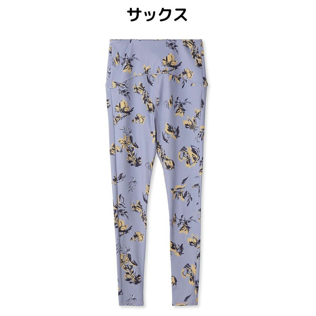 エミ emmi emmi yoga オリジナルフラワー柄レギンス レディース ブルー