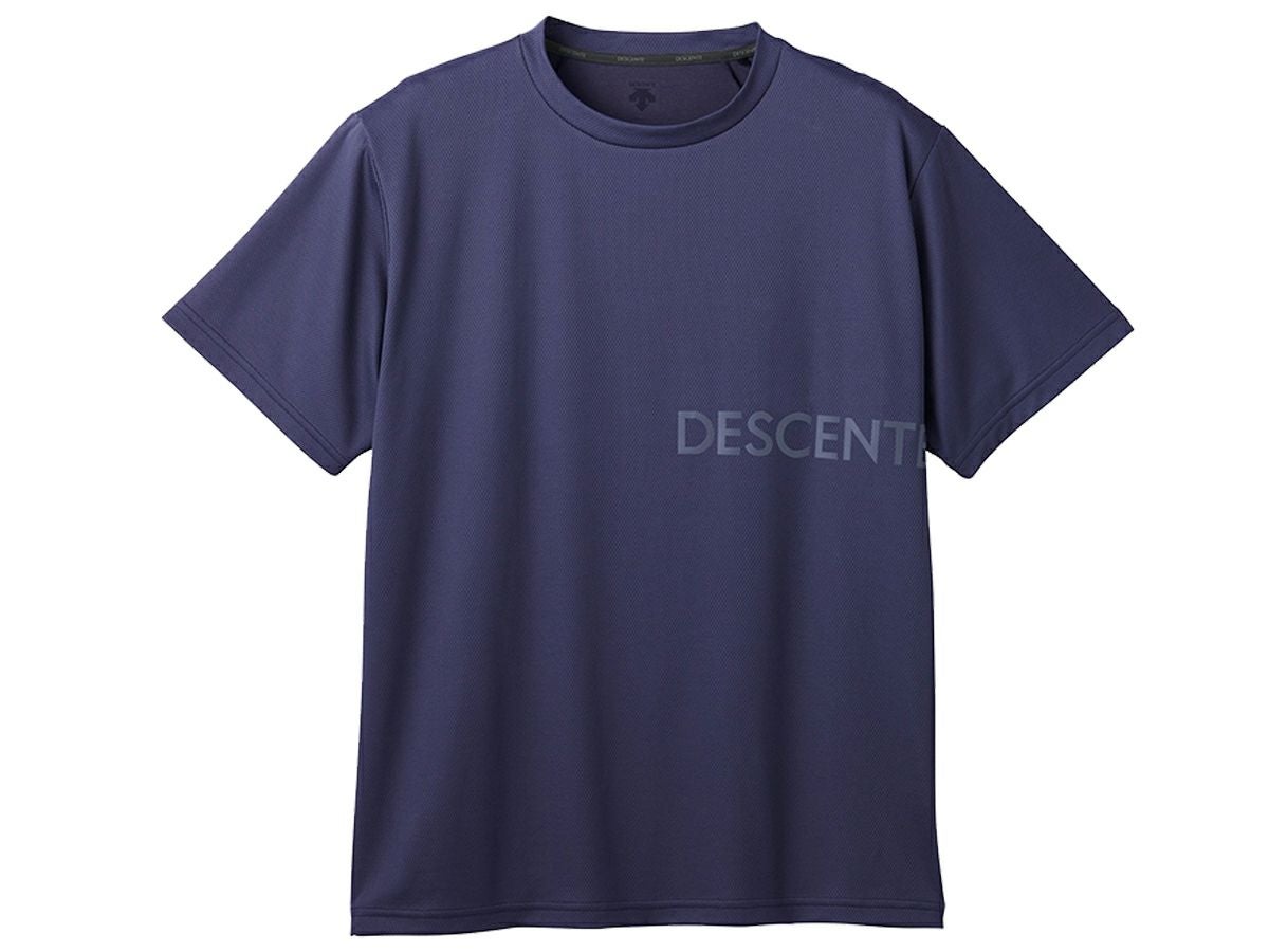 【新品未使用】DESCENTE ネイビー ハーブスリーブシャツ デサント DESCENTE ロゴハーフスリーブシャツ メンズ 春 夏 ネイビー