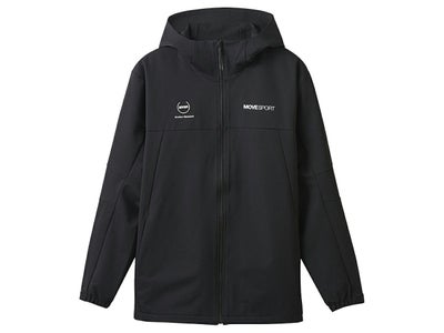 デサントDESCENTEHEATNAVIヒートナビソフトシェルバックロゴフルジップフーディーメンズ秋冬ブラック黒スポーツトレーニングパーカージャケットDMMWJF13-BK
