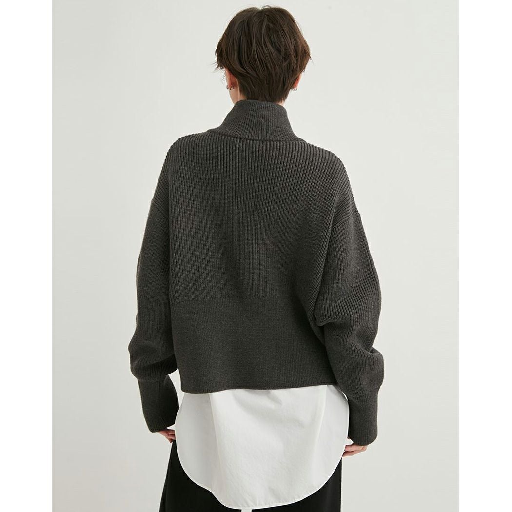エミ　atelier　フロントジップニットカーディガン　グレー　未着用 120 エミ emmi emmi atelier フロントジップニットカーディガン レディース