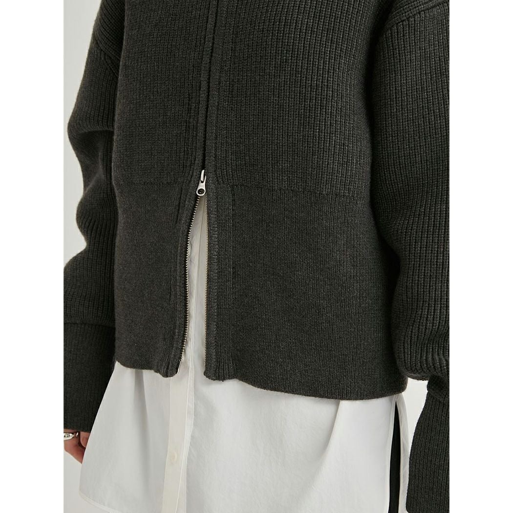 エミ emmi emmi atelier フロントジップニットカーディガン レディース