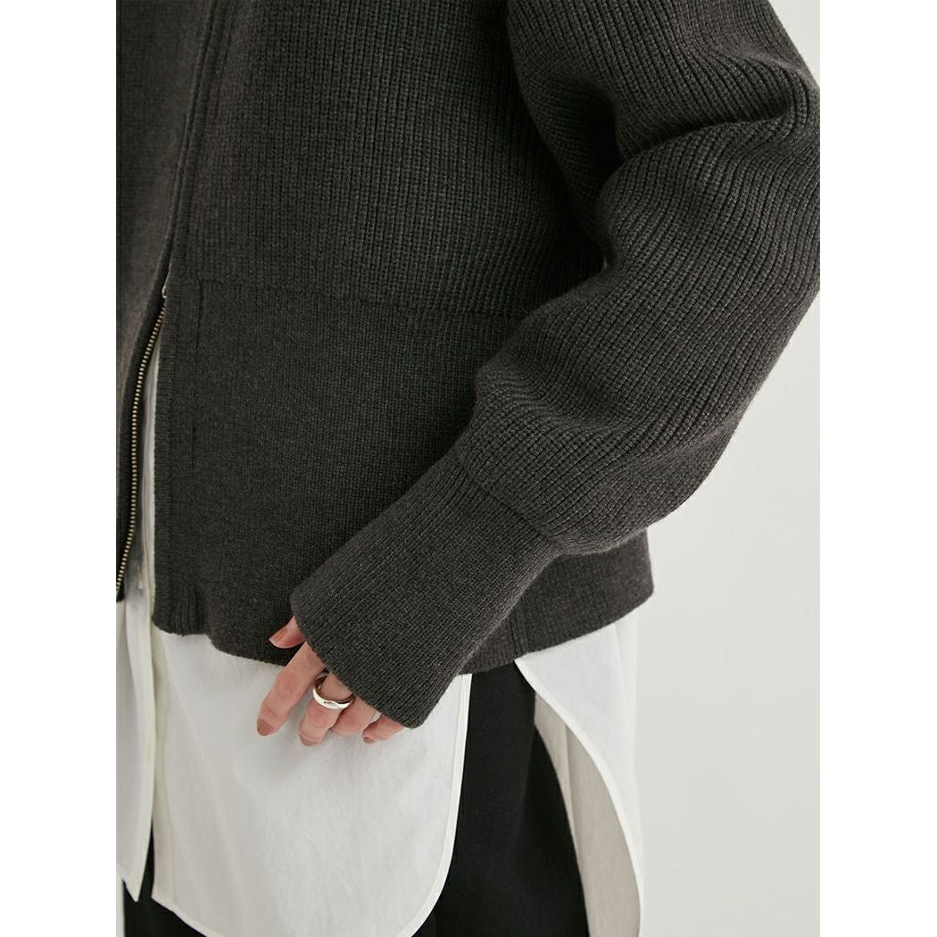 エミ　atelier　フロントジップニットカーディガン　グレー　未着用 120 エミ emmi emmi atelier フロントジップニットカーディガン レディース