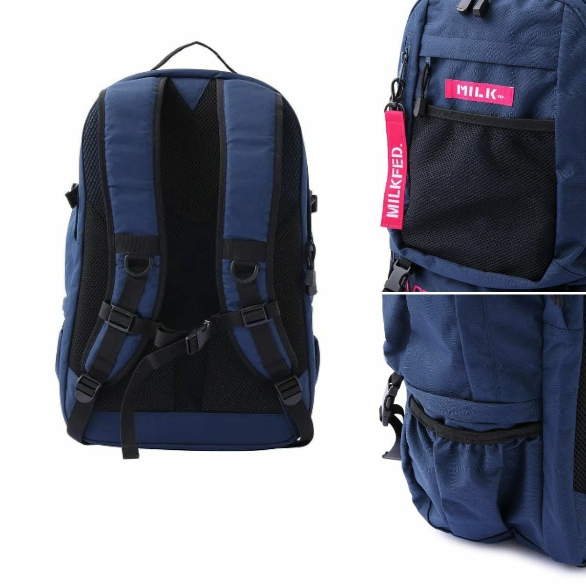 ミルクフェド MILKFED. NEO EMBROIDERY BIG BACKPACK BAR ネオ エン