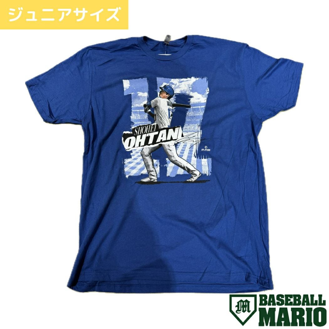 大谷翔平プリントTシャツ ジュニア タイプ17 半袖 クルーネック ブルー