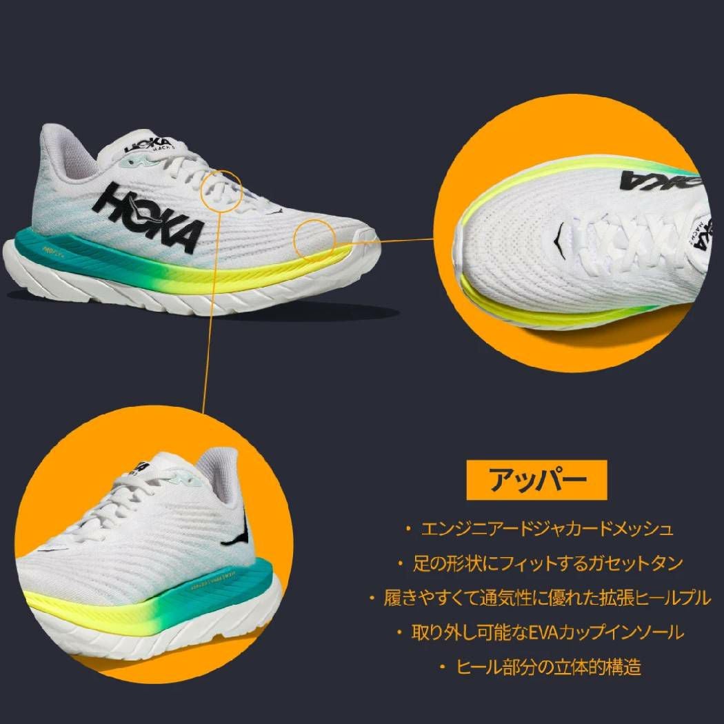 ホカ HOKAONEONE MACH 5 マッハ 5 メンズ ブルー ホワイト ブラック