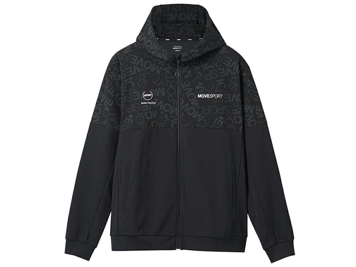 デサント エス.エフ.テック ロゴ総柄 バックロゴ フルジップフーディー 