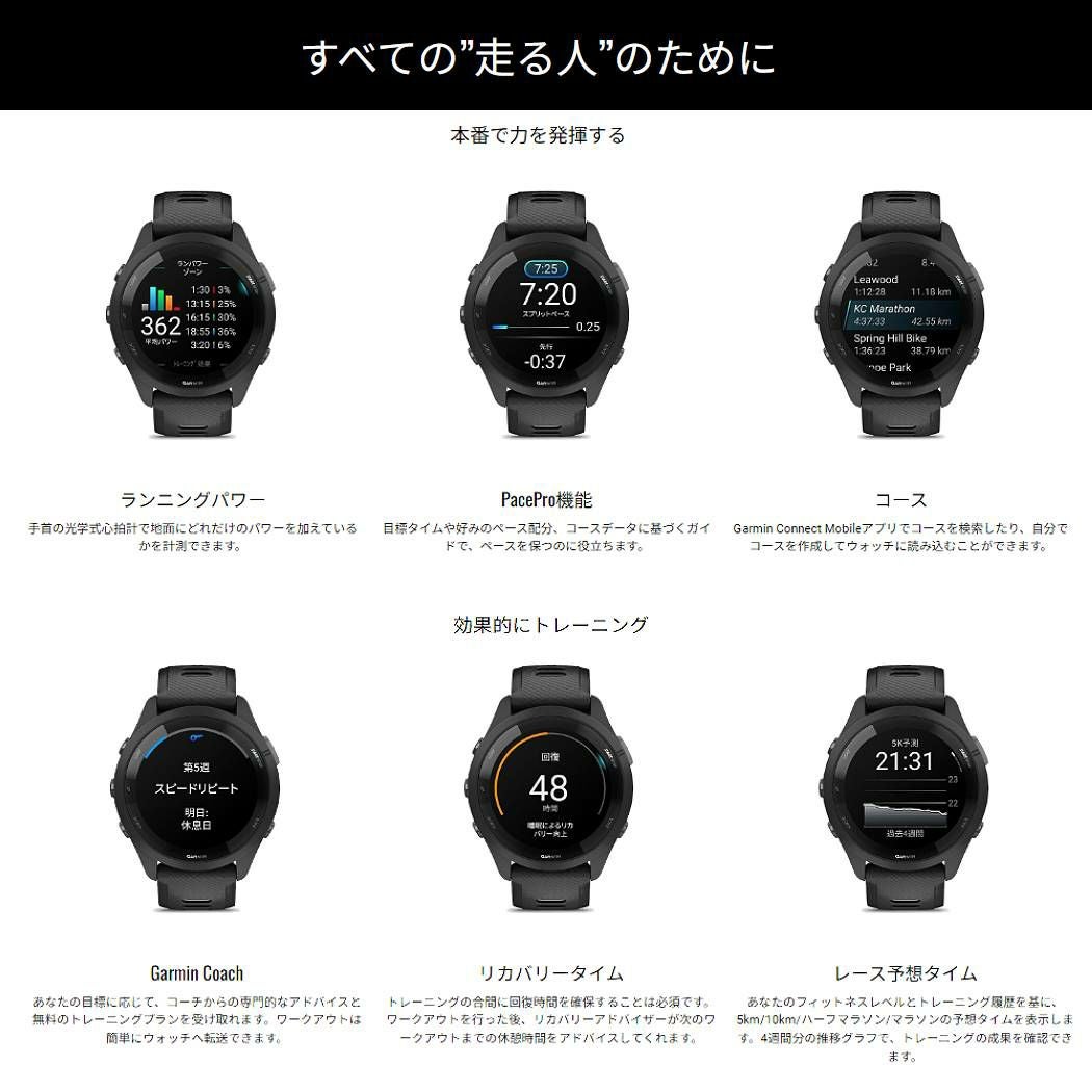 ガーミン GARMIN Forerunner 265 フォアランナー ランニングウォッチ