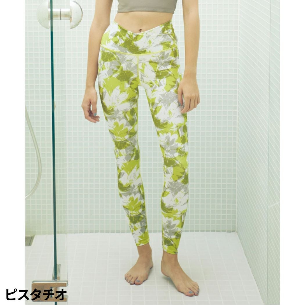 ジュリエ flowerプリントクロスレギンス 水着 UVカット 水陸両用 吸汗