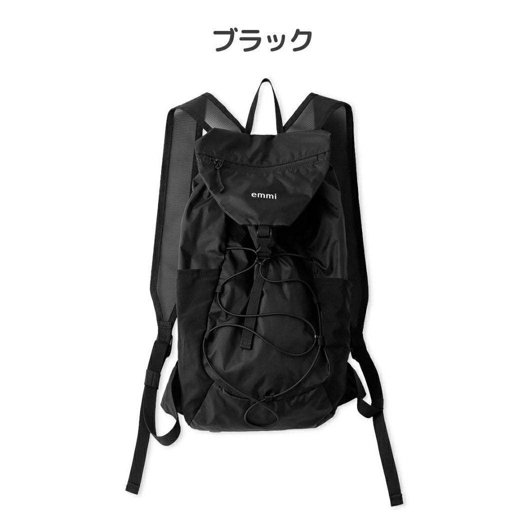 emmi 撥水 パッカブル　バックパック　リュックブラック エミ emmi 撥水パッカブルライトバックパック リュック ブラック 黒