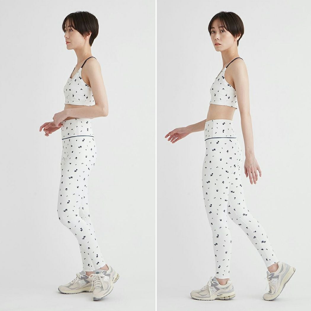 【emmi yoga】ミニフラワーヨガウェア　上下セット emmi（エミ）の「【emmi yoga】ミニフラワーUVカットレギンス