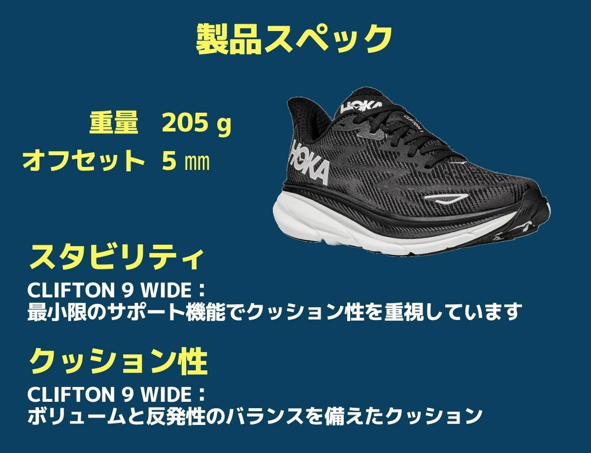 ホカ HOKAONEONE CLIFTON 9 WIDE クリフトン 9 ワイド レディース