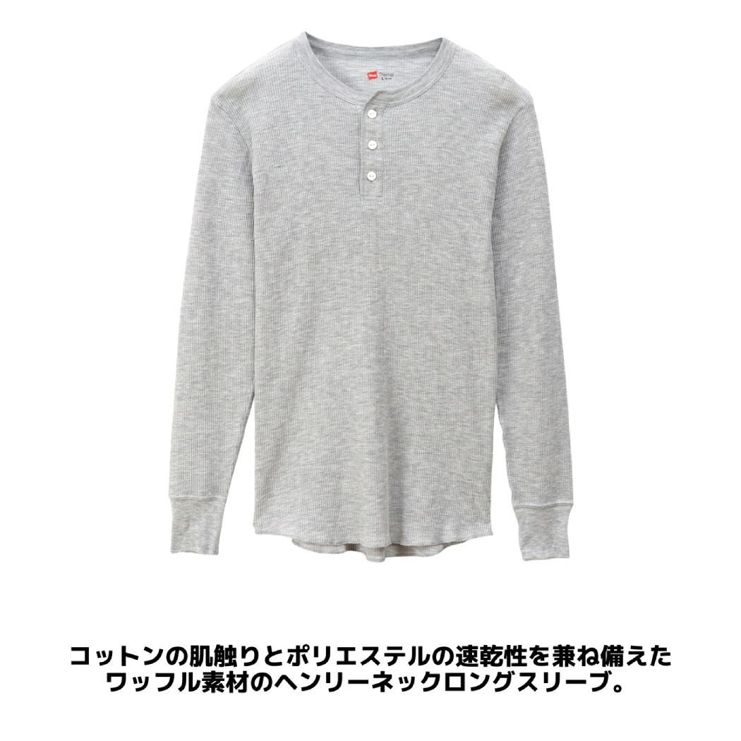 ヘインズ Hanes サーマル ヘンリーネックロングスリーブTシャツ メンズ