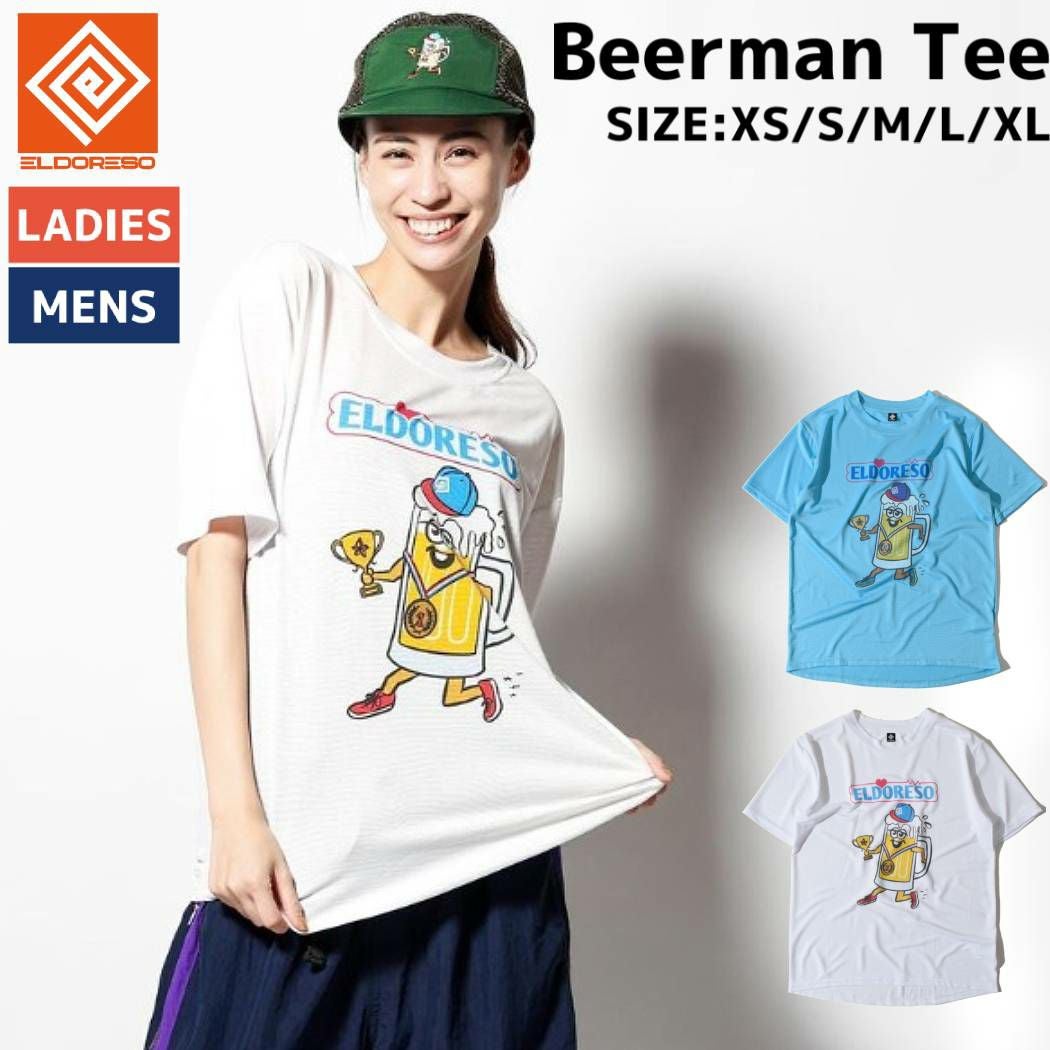 keeprunningforbeer ELDORESO 白 Tシャツ L エルドレッソ ELDORESO Beerman Tee ビアマン ビールマン ランニング T