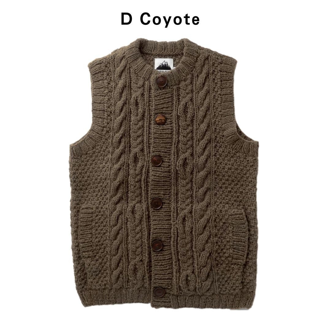 ヒマラヤンクライマーズハンドニット 手編み前開きベスト ニット