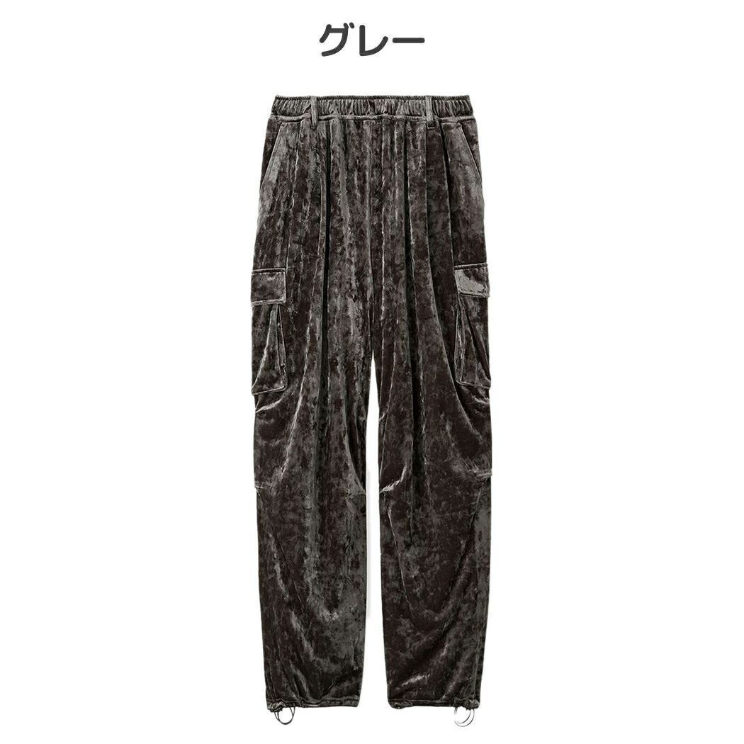 エミ emmi ベロアカーゴパンツ レディース ライトベージュ グレー 秋