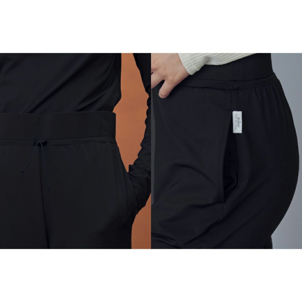 JULIER ジュリエ ヨガ エコシーベア天stレギンスパンツ ギャザーパンツ ジュリエ Julier エコシーベア天stレギンスパンツ レディース ブラック