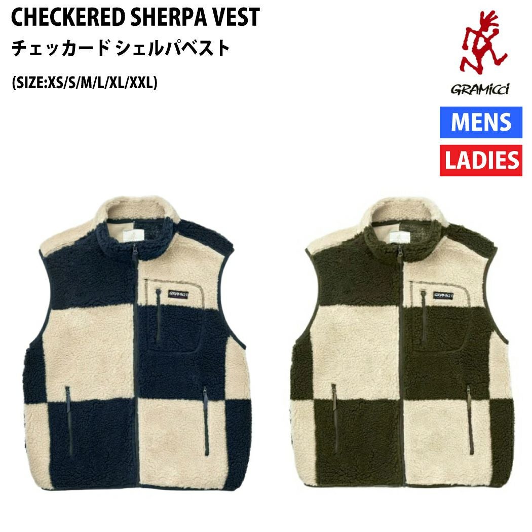 【新品未使用】グラミチ チェッカー柄 フリースベスト XL グラミチ GRAMICCI CHECKERED SHERPA VEST チェッカード シェルパ