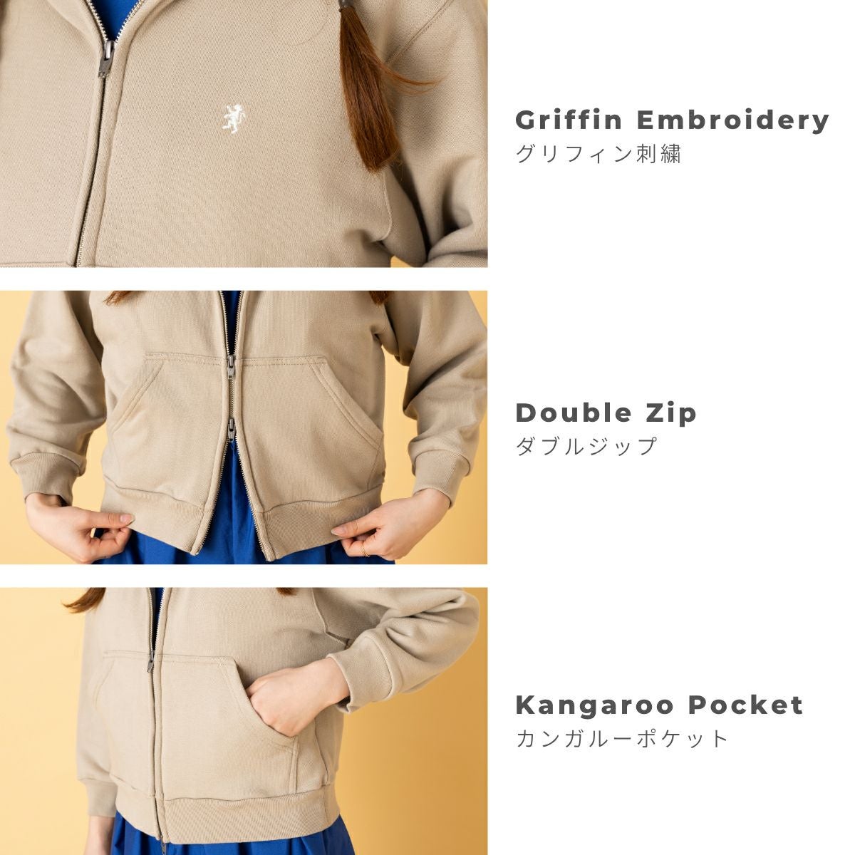 ジムフレックス コットンフリース ジップパーカー レディース GYMPHLEX