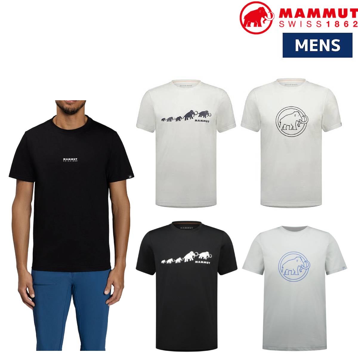 マムート ロゴ プリント Tシャツ アジアンフィット ポリエステル 登山