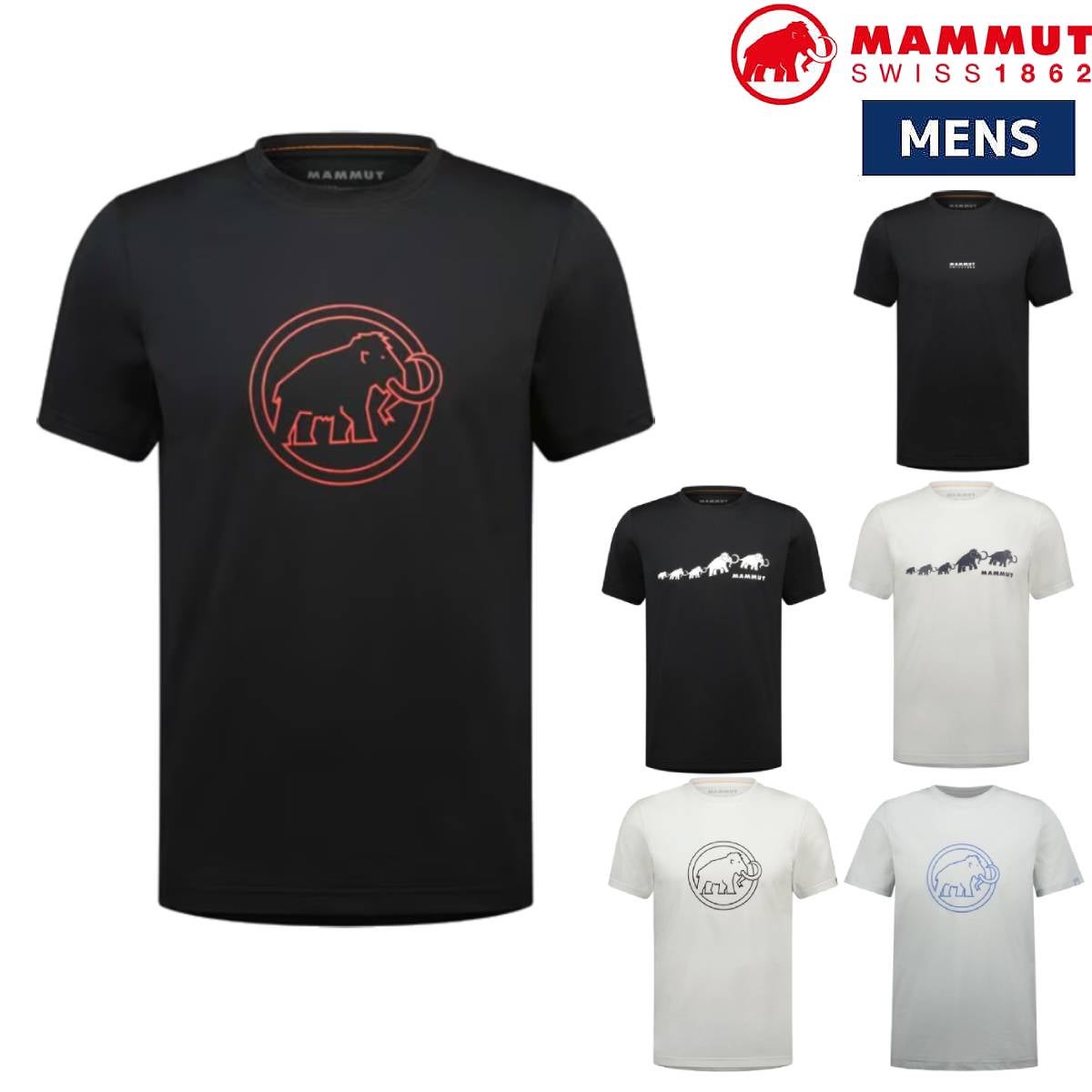 マムート ロゴ プリント Tシャツ アジアンフィット ポリエステル 登山