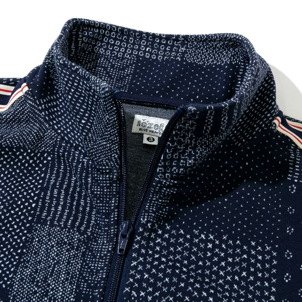 アオゾラ 刺し子カット JQトラックジャケット ジップアップジャケット
