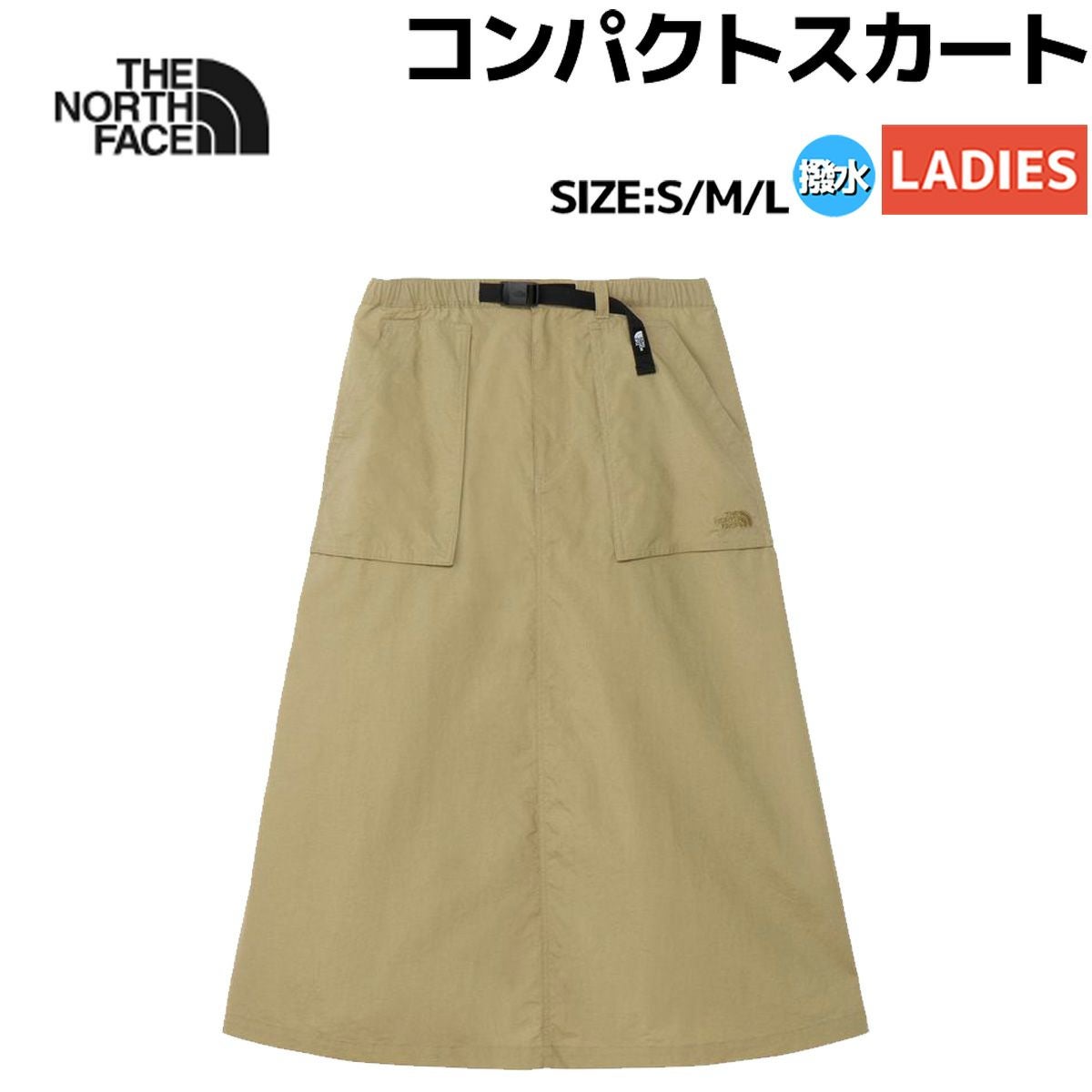美品　ノースフェイス　レディース　コンパクトスカート　ロング　Ｌ　ベージュ THE NORTH FACE（ザ ノースフェイス） 2026春夏 レディース アウトドア