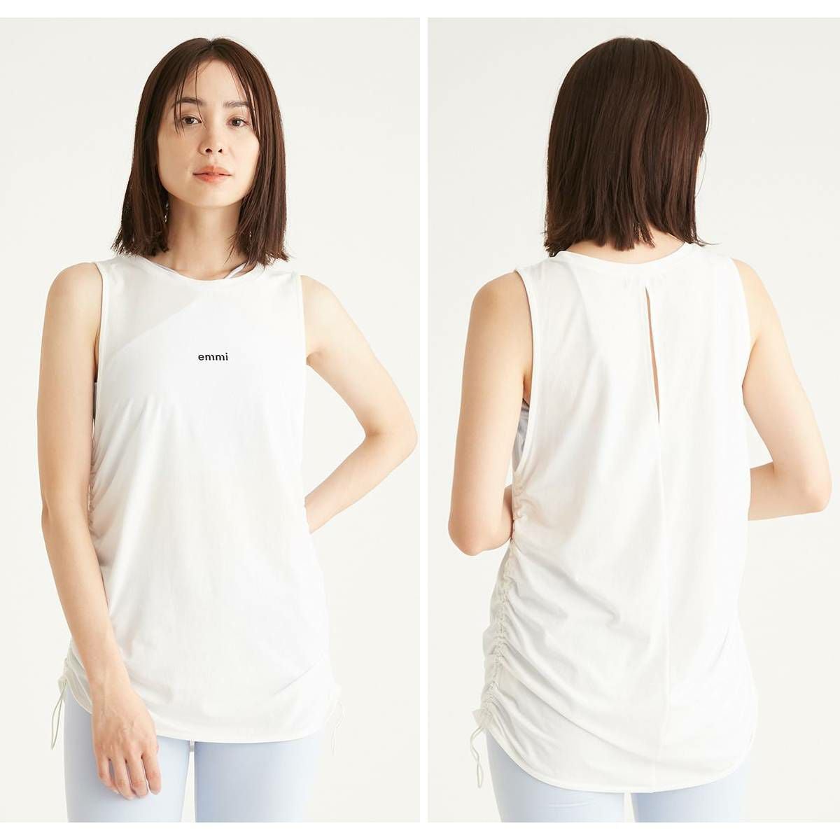 emmi サイドドロストタンク ホワイト エミ emmi emmi atelier eco サイドドロストタンクトップ レディース