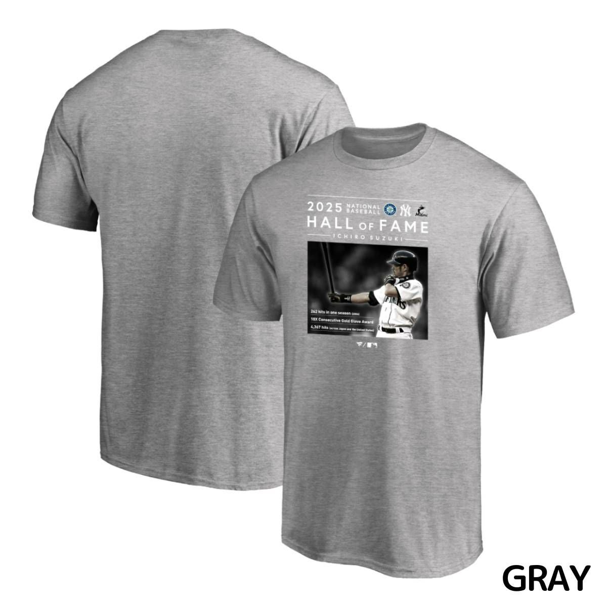 イチロー MLB殿堂入り記念Tシャツ HOF 半袖 ネイビー グレー 一般 米国