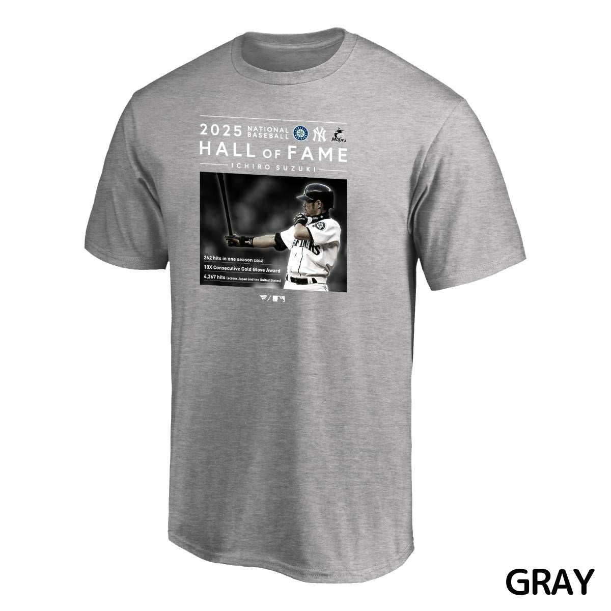 イチロー MLB殿堂入り記念Tシャツ HOF 半袖 ネイビー グレー 一般 米国