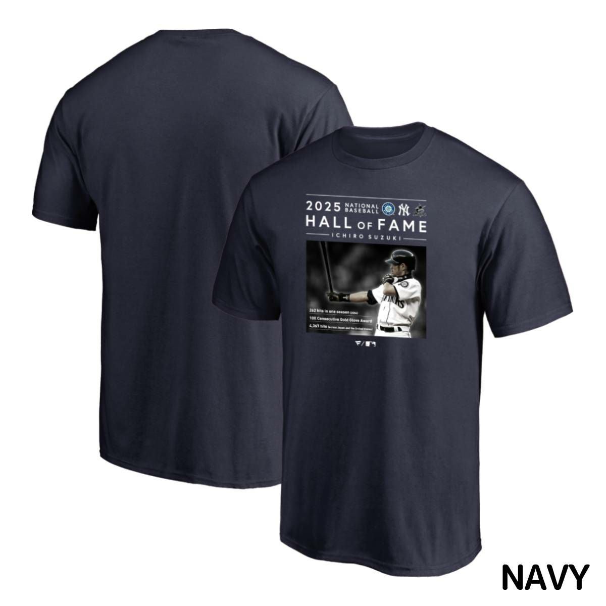 イチロー MLB殿堂入り記念Tシャツ HOF 半袖 ネイビー グレー 一般 米国