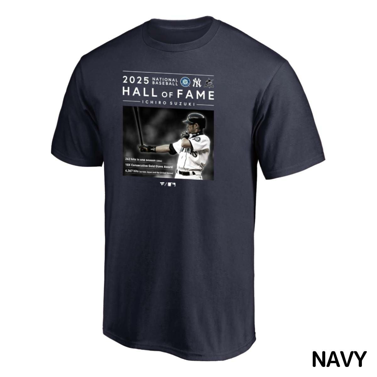 イチロー MLB殿堂入り記念Tシャツ HOF 半袖 ネイビー グレー 一般 米国