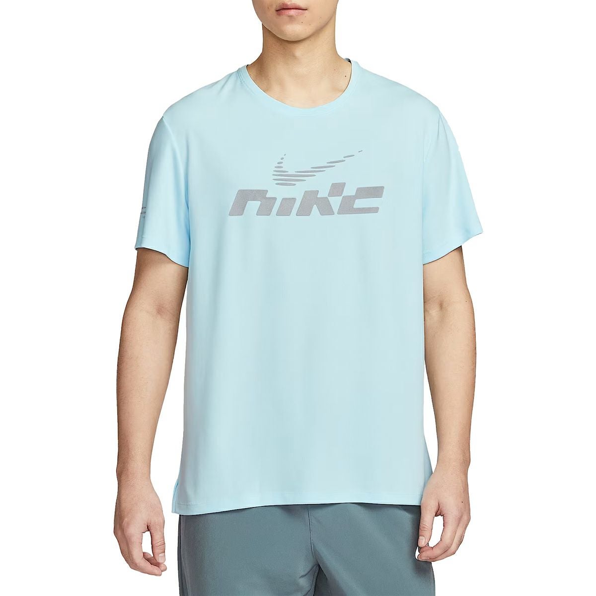 NIKE　ランニングシャツ　半袖　ブルー　メッシュ　プリント　DRI-FIT NIKE ランニングシャツ 半袖 ブルー メッシュ プリント DRI-FIT 【公式