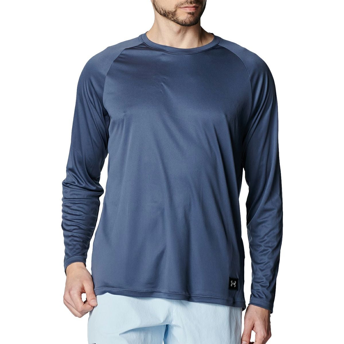 Under Armour ラガーシャツ Lサイズ ホワイト/ネイビー FITTED 切り替え フルジップ ジャケット ARMOUR KNIT HYBRID FZ (UNDER