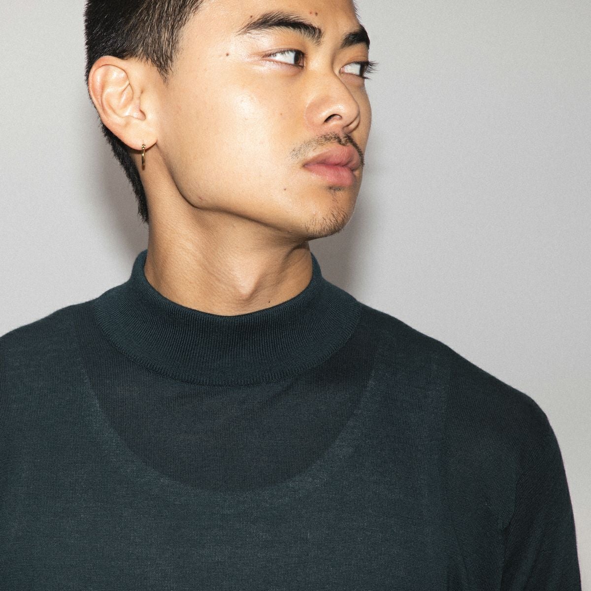 ジョンスメドレー モックネック半袖コットンニットTシャツ ARBER JOHN