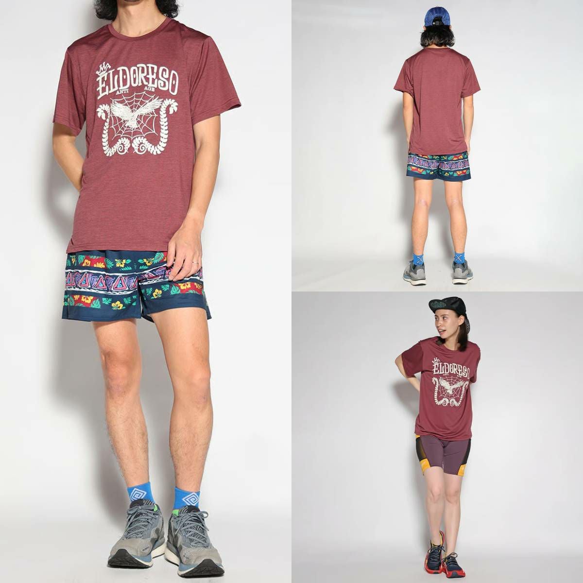 エルドレッソ アンチエイジ Tシャツ ポリエステル ワイン グレー