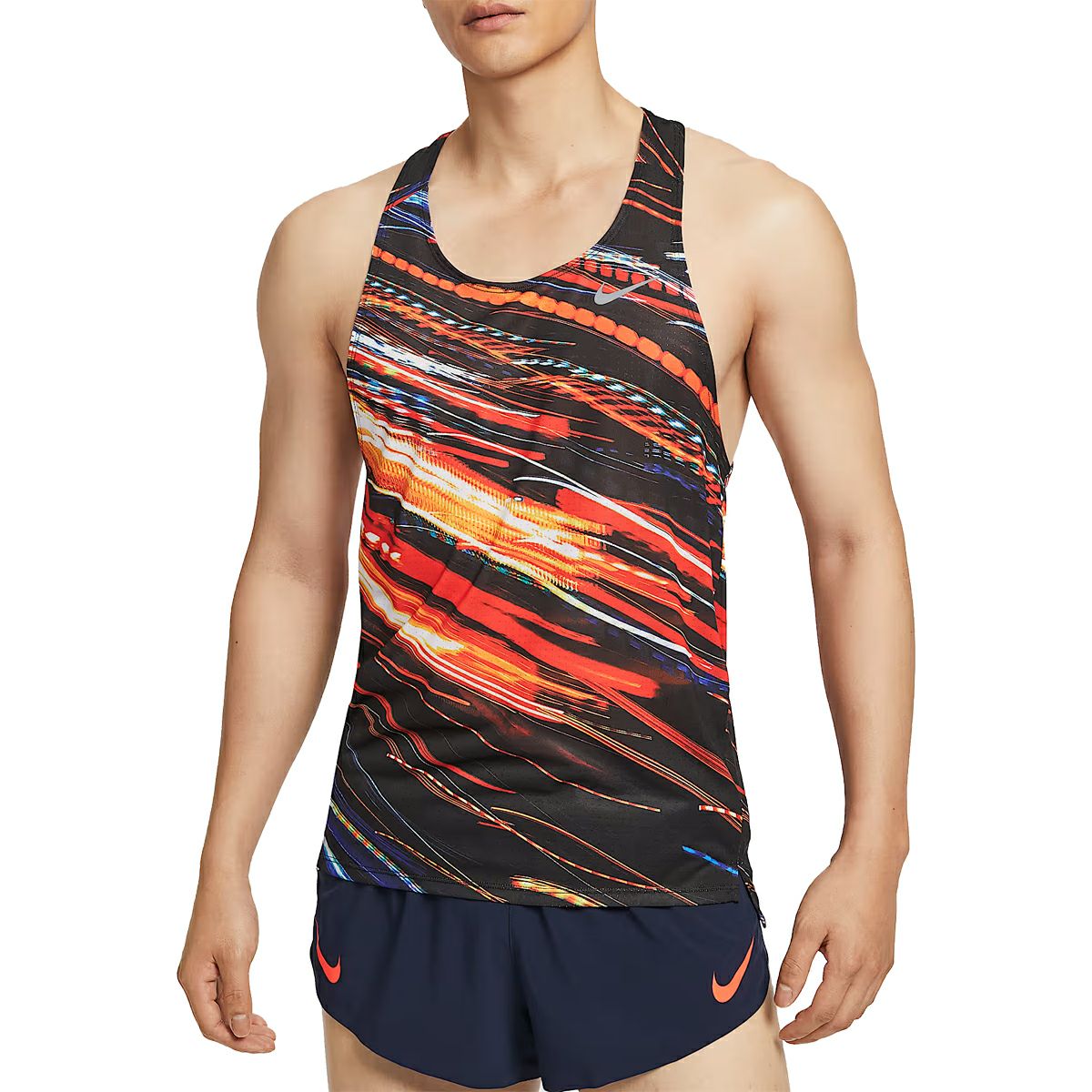 ナイキ　ランニング　シングレット　シャツ　ネイビー　Mサイズ ナイキ ファスト ランニングシングレット NIKE Dri-FIT | スポーツ