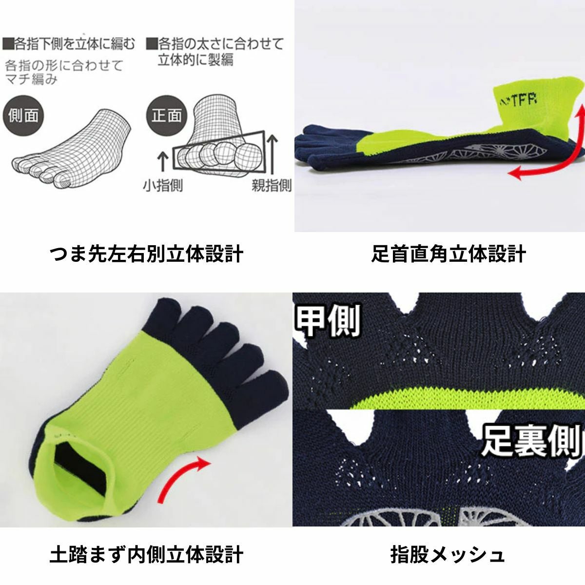 R×L アールエル トラック＆フィールド専用 グリップ ソックス(5本指