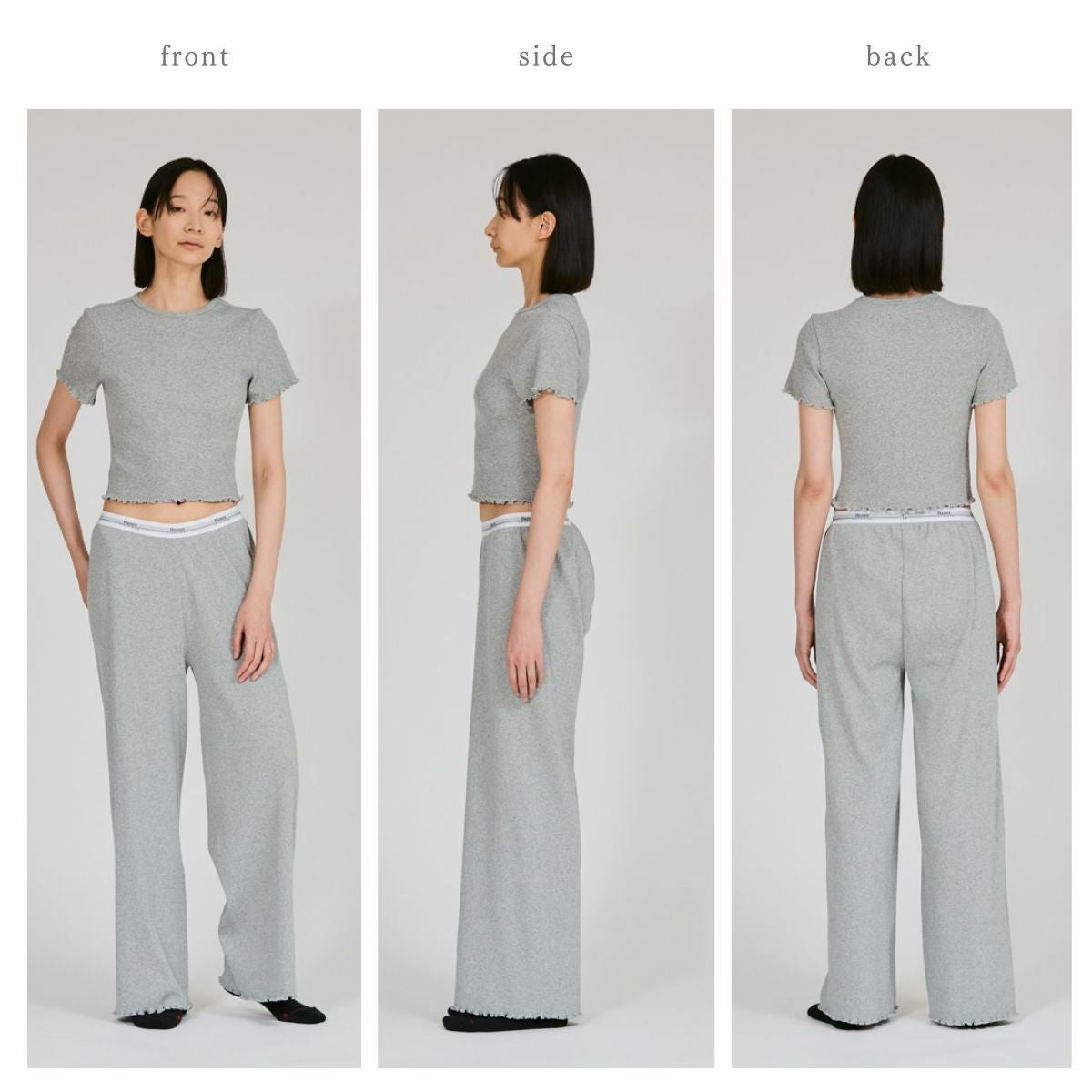 Hanes×dodoクロップドTシャツ&ロングワイドパンツセット VAKTバクト ヘイン ロングワイドパンツ by THE DODO JEAN レディース 百々千晴