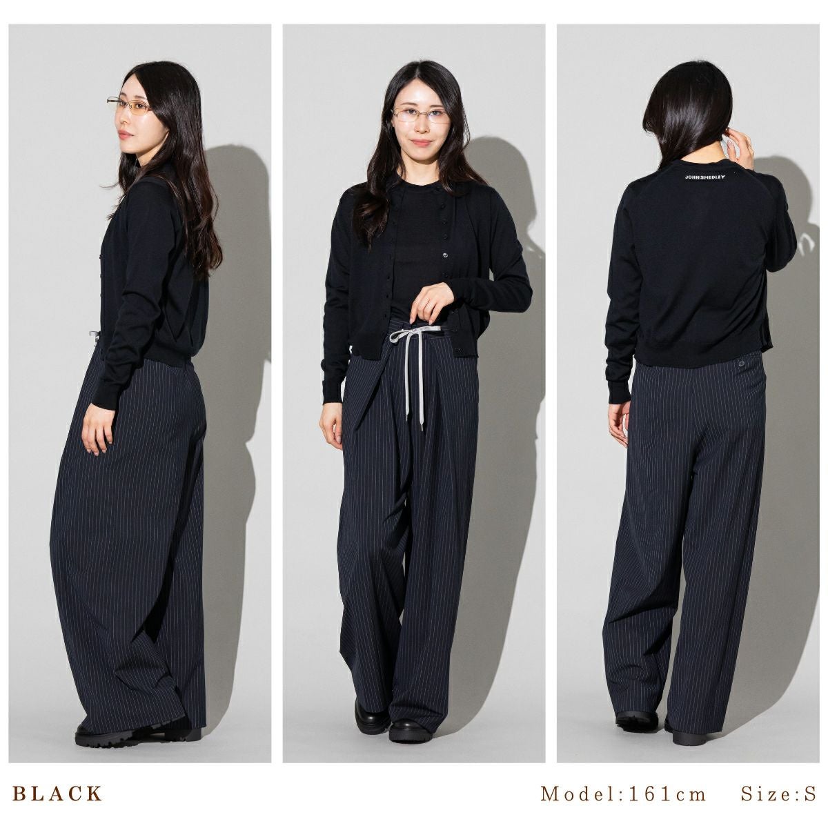 ジョンスメドレー JSロゴインターシャ 長袖ニットカーディガン JOHN