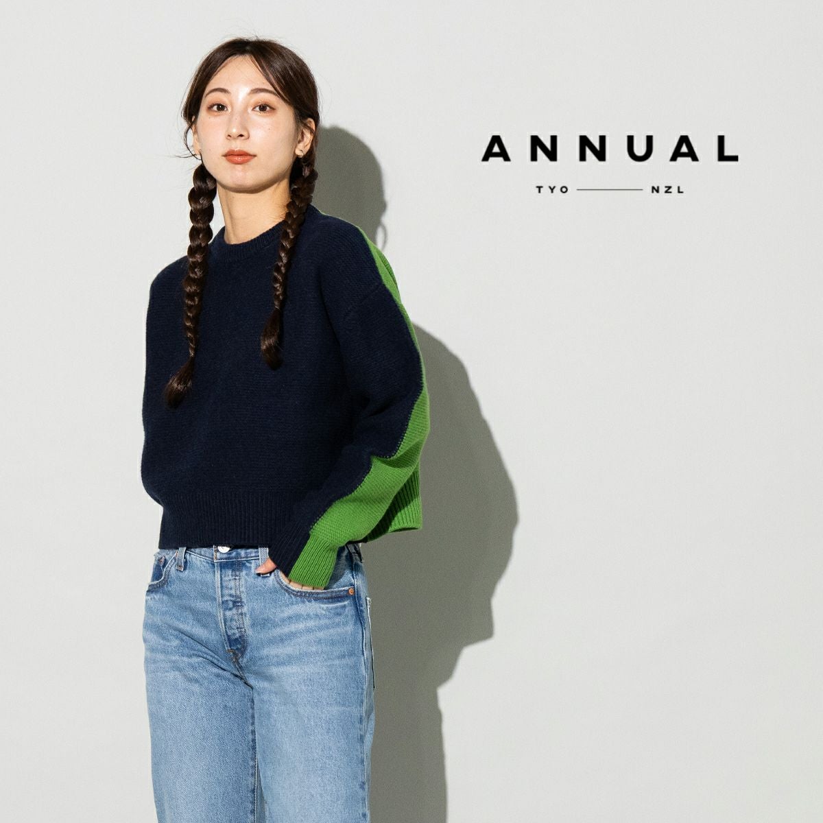 アニュアル バイカラークループルオーバー レディース ANNUAL Bi-Color