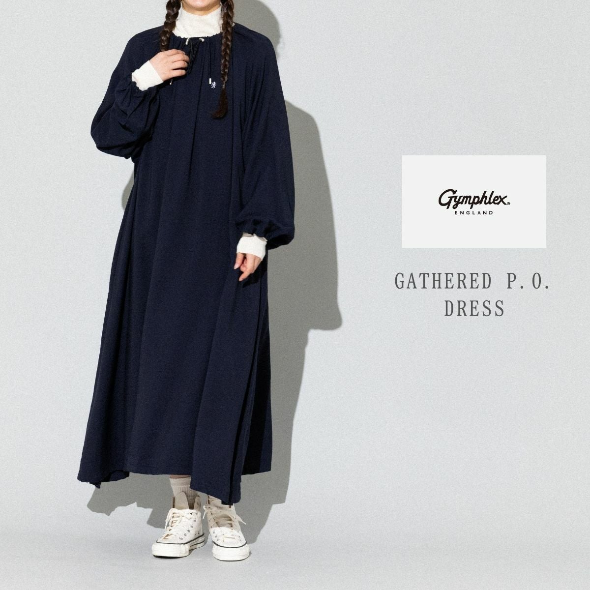 ジムフレックス GYMPHLEX ネックギャザー 長袖ワンピース レディース