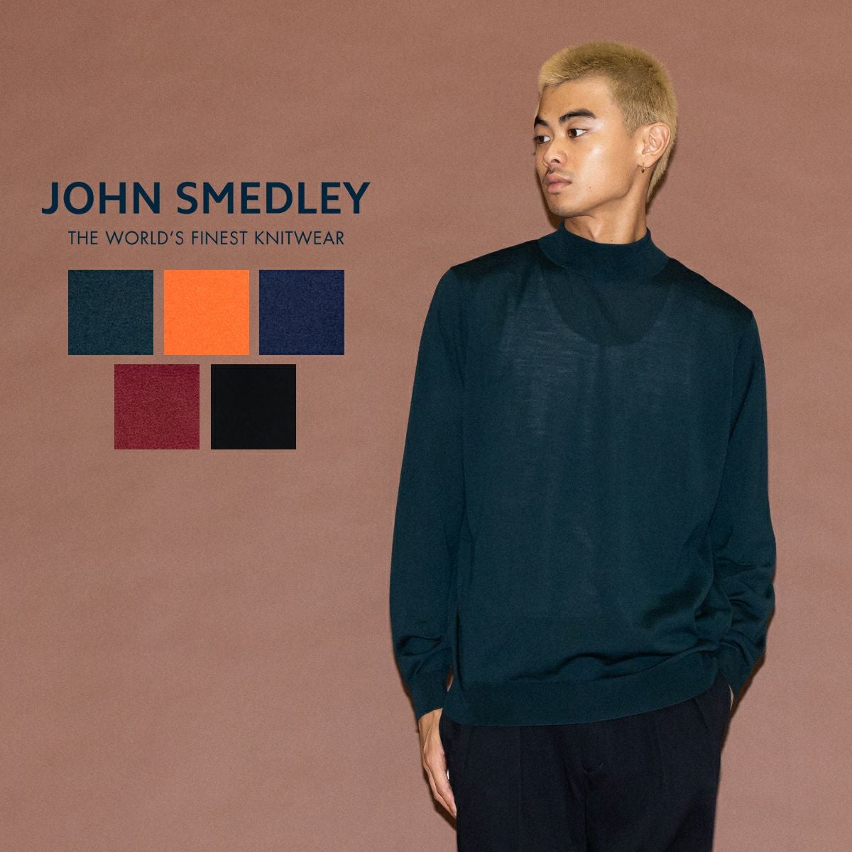 正規取扱い販売店】ジョンスメドレー モックネック長袖ニットプル