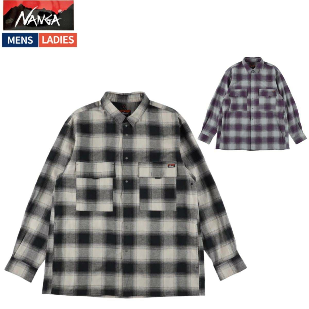 ナンガ オンブレチェック ダブルポケット ボックスシャツ メンズ