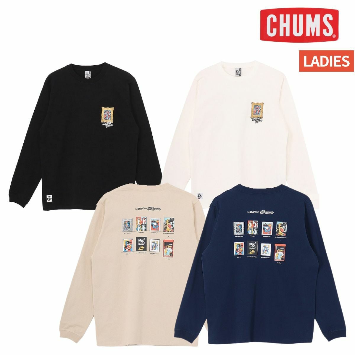 チャムス CHUMS アートブービーブラッシュドロングスリーブTシャツ